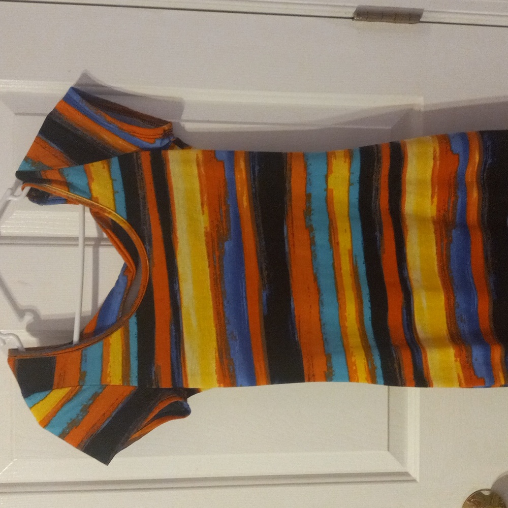 Ladies striped dress with an open back